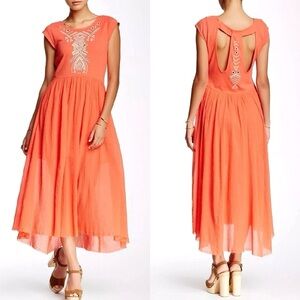NWT🌵 Free People Catus Flower Orange Maxi Dress,